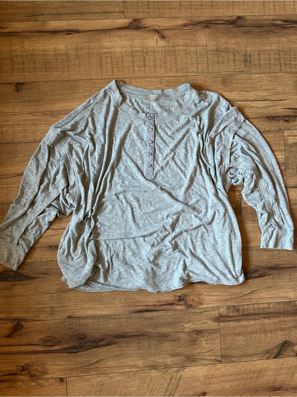 Free People Movement Light Gray Long Sleeve Henley Top - Women